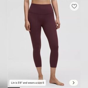 LULULEMON Burgundy Capri Crop Leggings Pants Women 8 Athleisure Used
